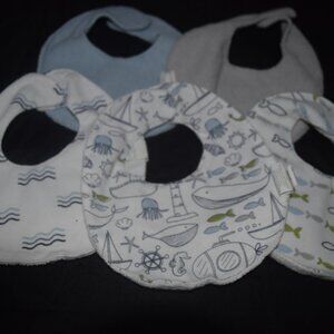 Set of 5 sea themed bibs